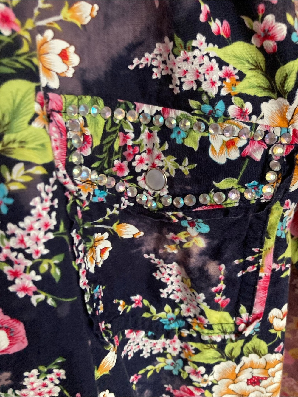 Floral Midi Dress Shirt - Pink & Black - Picture 5 of 9